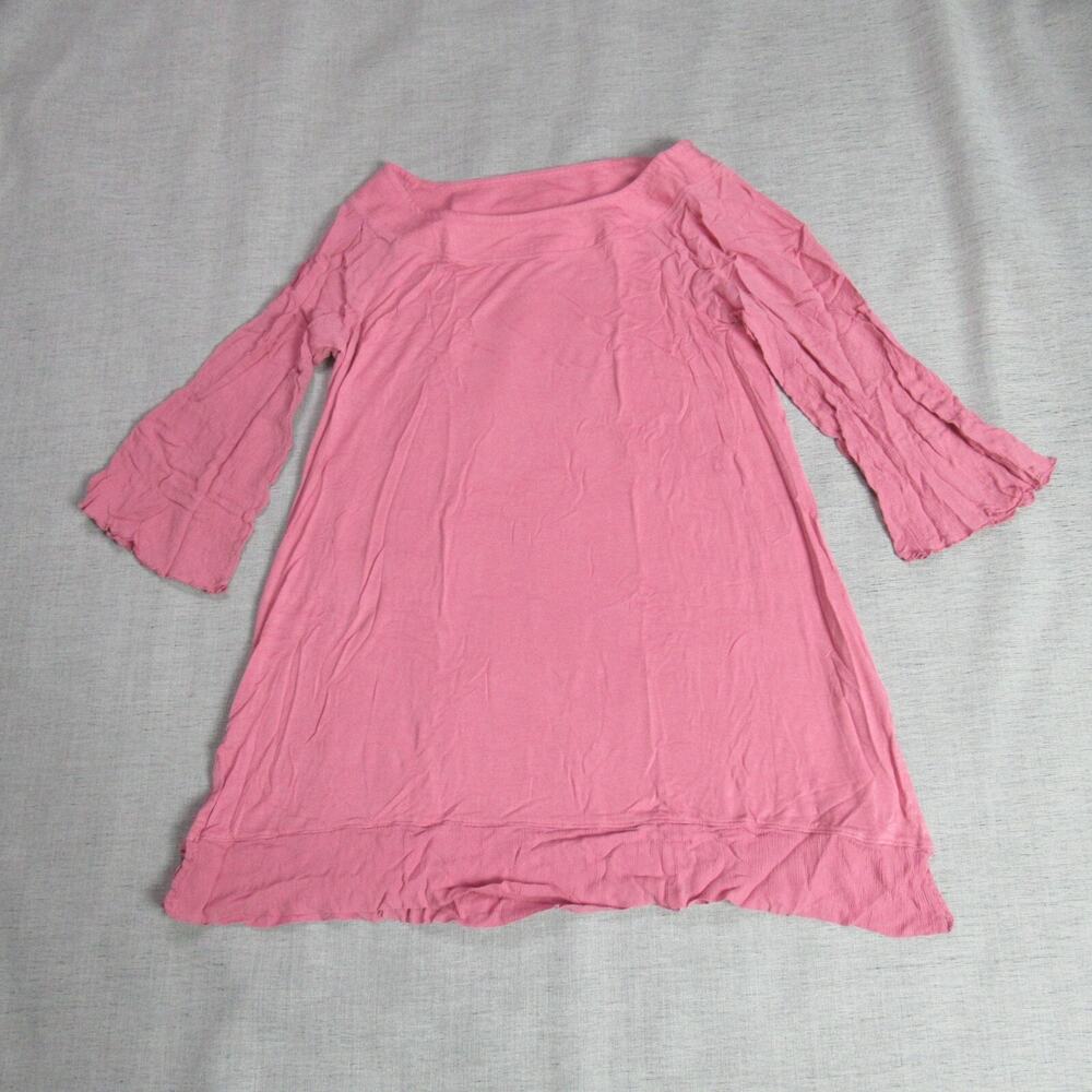 Soft Surroundings Top Womens Small Pink Boho Chic Minimalist Tunic Crepe Sleeve